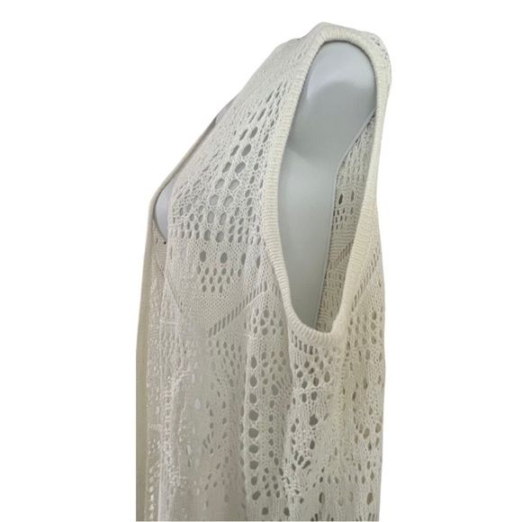 Chelsea & Theodore  Boho Sleeveless Duster Sweater Crochet Knit Cardigan - Picture 3 of 5